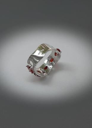 🫧 16 ; 19.2 размер кольцо серебро фианит красный6 фото