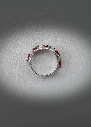 🫧 16 ; 19.2 размер кольцо серебро фианит красный7 фото