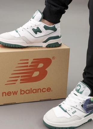 New balance nb 550 green white трендові яскраві кросівки баланс зелені білі крутые зеленые кроссовки женские