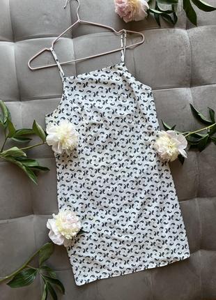 Белое платье мини сарафан в принт asos