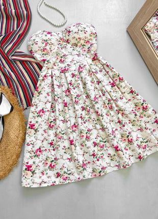 Літня сукня міні бюстьє в квітковий принт2 фото