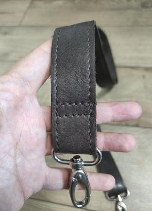 Ремінь для сумки шкіряний коричневий пояс ручка кожаный ремень на плече сумки3 фото