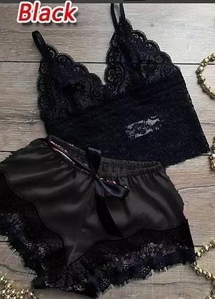 Комплект ажурна майка і шорти з мереживом