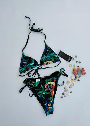 Кольоровий роздільний купальник на зав'язках nasty gal xs 34, 42, uk 6