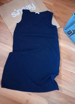 Сукня темно-синя до коліна віскоза+бавовна7 фото