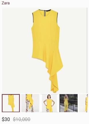 Эксклюзивная блуза zara, яркая желтая блуза, ассиметричная блуза, необычная блуза3 фото