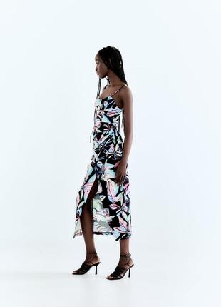 Сукня з корсетною вставкою з льону з тропічним принтом new collection 🔥6 фото
