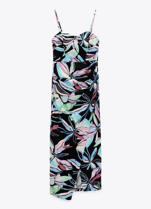 Сукня з корсетною вставкою з льону з тропічним принтом new collection 🔥5 фото