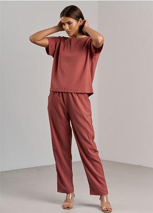 Комплект женский штаны и футболка бордовый 10924