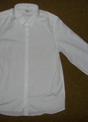 Рубашка белая с длинным рукавом на 13-14лет рост 158-164 см