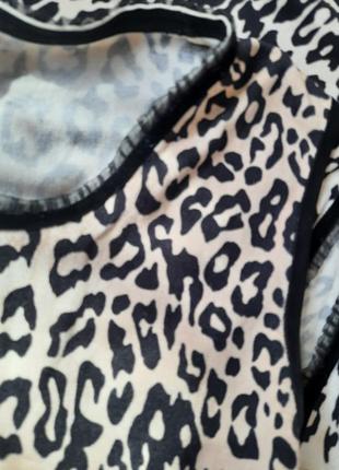 Кофта майка джемпер двійка принт леопард шовк натуральний2 фото