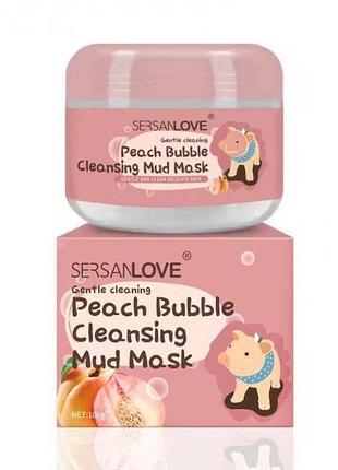 Маска для обличчя sersanlove bubble mask cleansing mud із екстрактом персика 100 г