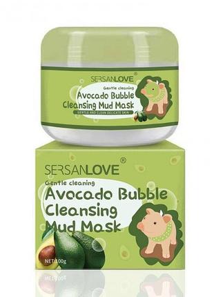 Маска для обличчя sersanlove bubble mask cleansing mud з екстрактом авокадо 100 г