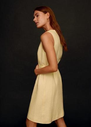 Лляне плаття на запах mango linnen jurk met ceintuur6 фото