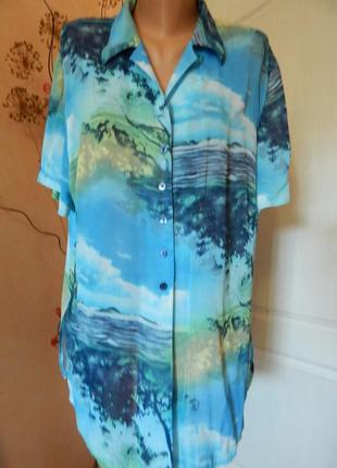 Вискозная длинная рубашка в принт