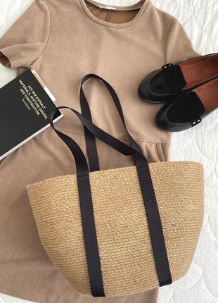 Сумка кошик із джута, еко шопер, сумка корзинка из каната, летняя сумка на пляж