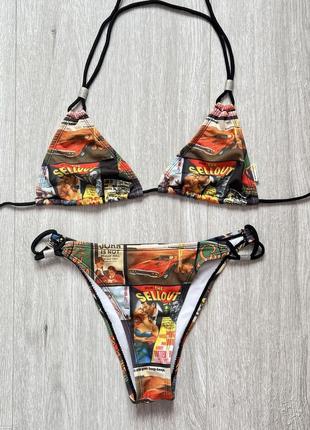 Купальник роздільний в вінтажному стилі з принтом раздельный винтаж