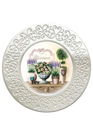 Декоративна полікерамична тарілка з букетом троянд 12 см