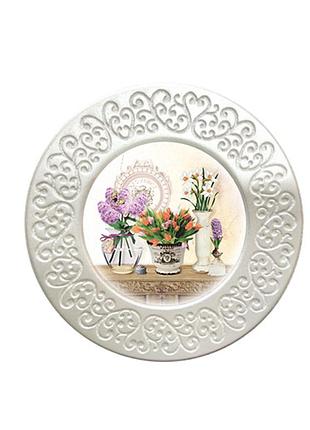 Декоративна полікерамична тарілка з букетом тюльпанів 12 см