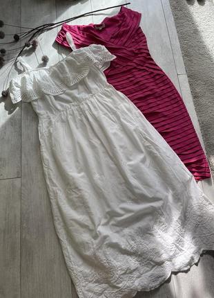 Шикарное платье хлопок натуральный прошва открытые плечи волан в стиле зара1 фото