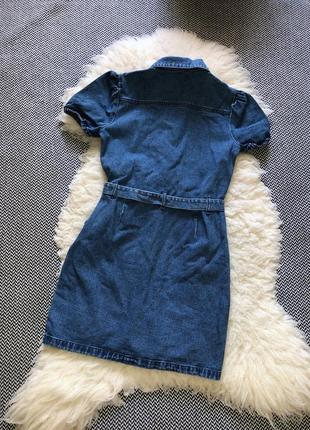 Джинсовое платье натуральный джинс хлопок пояс сарафан6 фото
