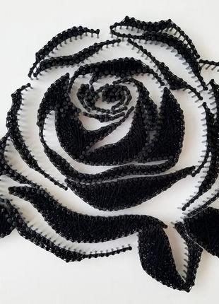 Стринг арт роза, картина нитками черно-белая роза, мандала9 фото