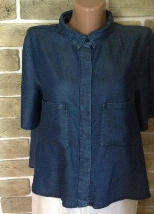 Нова коротка сорочка блуза з накладними кишенями 100 % лиоцел розмір вказаний l підійде на м