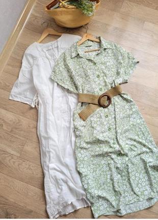 Мятно- зеленое в цветочный белый принт платье- рубашка george(размер 10)8 фото