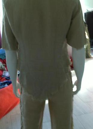 Льняной итальянский костюм брюки+блуза-жакет.р 462 фото
