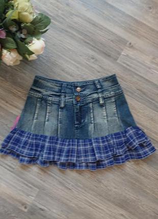 Летняя джинсовая юбка ярусами р.s/xs, 27, 251 фото