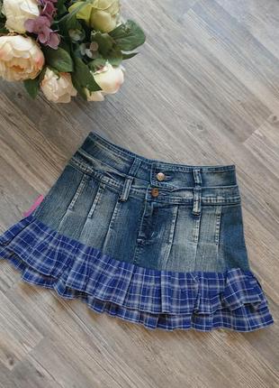Летняя джинсовая юбка ярусами р.s/xs, 27, 252 фото