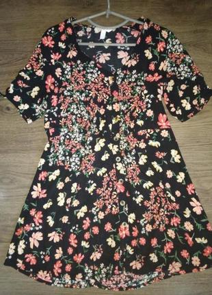 Вискозное цветочное платье на пуговицах h&m вискоза8 фото