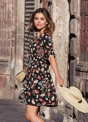 Вискозное цветочное платье на пуговицах h&m вискоза