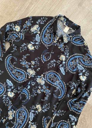 Сукня сорочка міді з рукавом принт пейслі3 фото