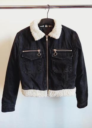 Куртка денім з м'яким яким коміром