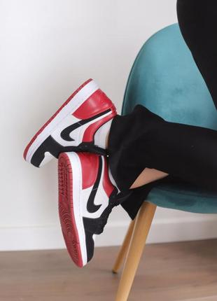 Nike air jordan 1 low white/black/red женские кроссовки найк аир форс6 фото