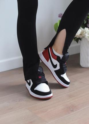 Nike air jordan 1 low white/black/red женские кроссовки найк аир форс7 фото