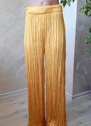 Zara атласні штани з ефектом жатки3 фото