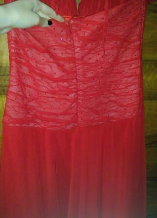 Красное шифоновое платье в пол вечернее на завязках5 фото