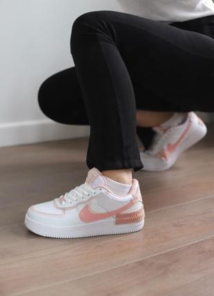 Nike air force shadow white/pink женские кроссовки найк  аир форс