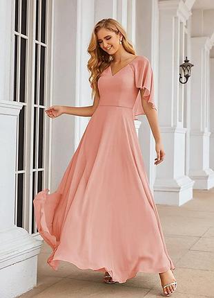Платье свадебное вечернее выпускное в нежно пудровом цвете