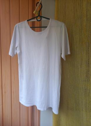 Белая удлиненная футболка коттоновая  с вырезом на спине asos6 фото
