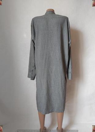 Новое платье-рубашка миди в сером цвете со 100 % хлопка с рукавами, размер 3-4хл2 фото