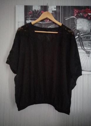 Черная летняя шифоновая блуза р. хс