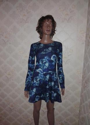 Платье с цветами синие розы распродажа1 фото