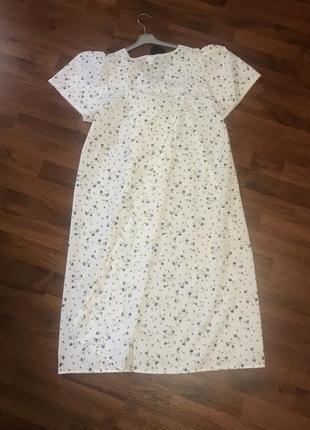 Ночнушка сорочка ночное винтажная домашнее платье для сна белая ришелье миди кружевом  ladi olga 🌸3 фото