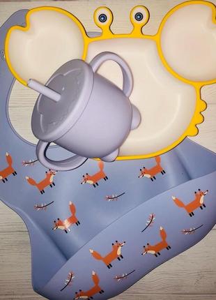 Набір силіконових посуду для малюків8 фото