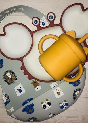 Набір силіконових посуду для малюків3 фото