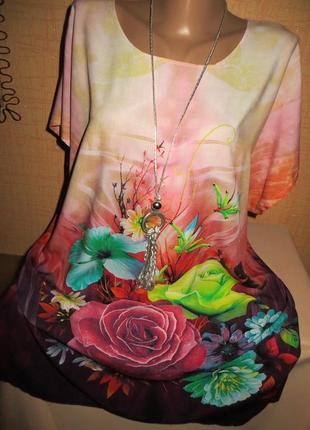 Платье-туника с цветочным принтом.3 фото