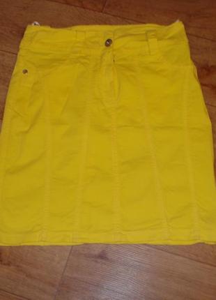 Ярко желтая стрейчевая юбка1 фото